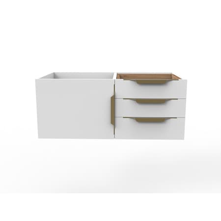 Castello USA Alpine 35" Wood Floating Vanity Base in White with Gold Handles